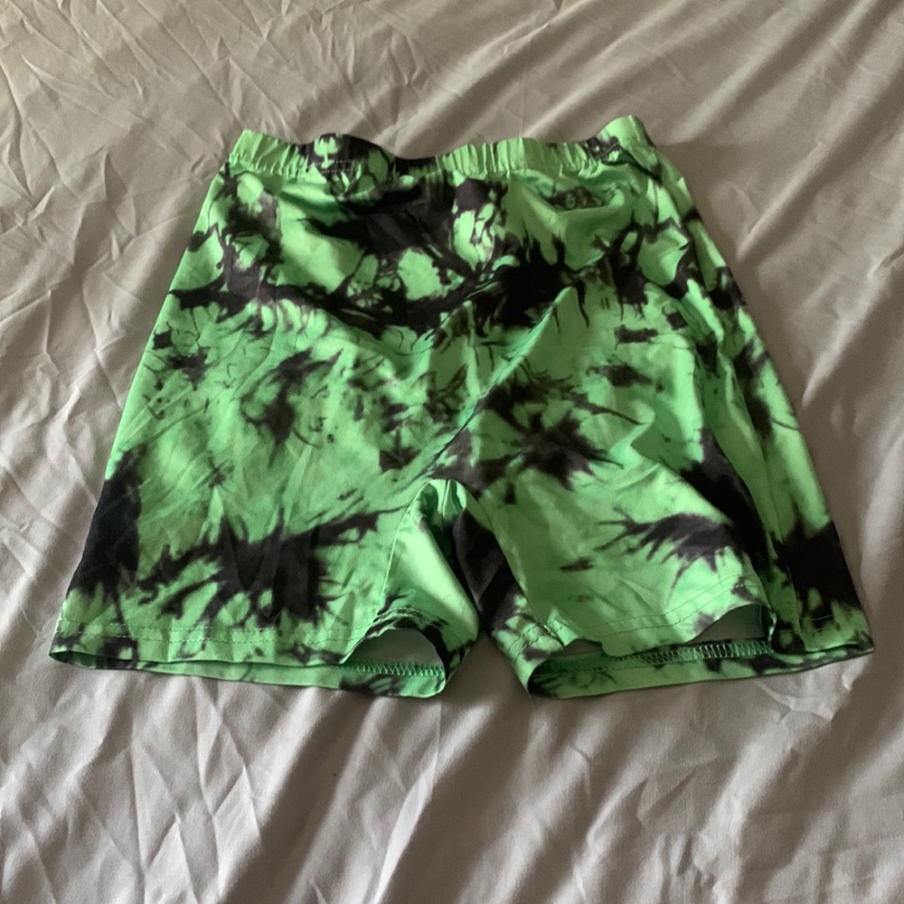 Green and Black Biker Shorts